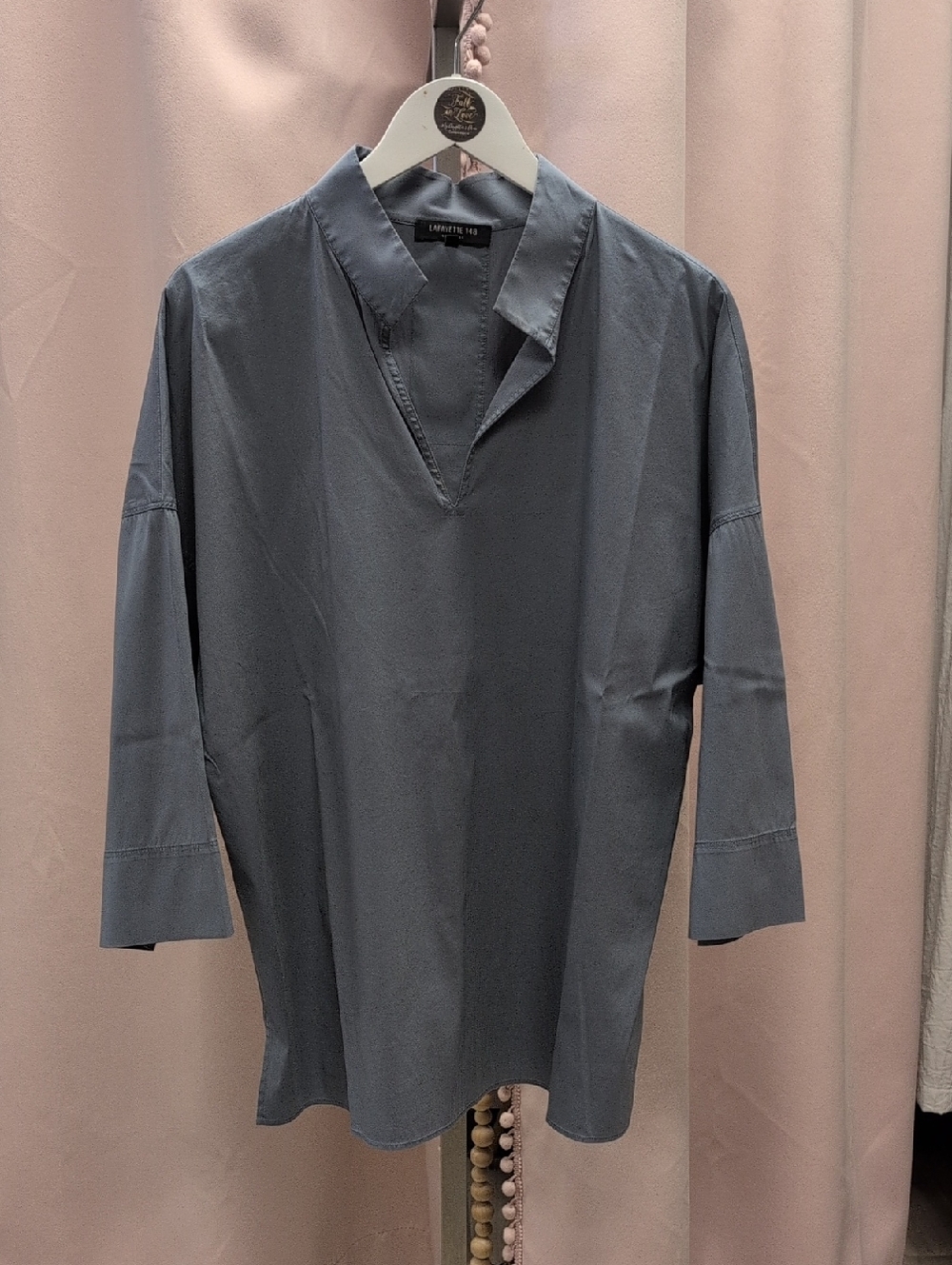 Lafayette 148 New York Slate Gray Casual Button-Down Shirt